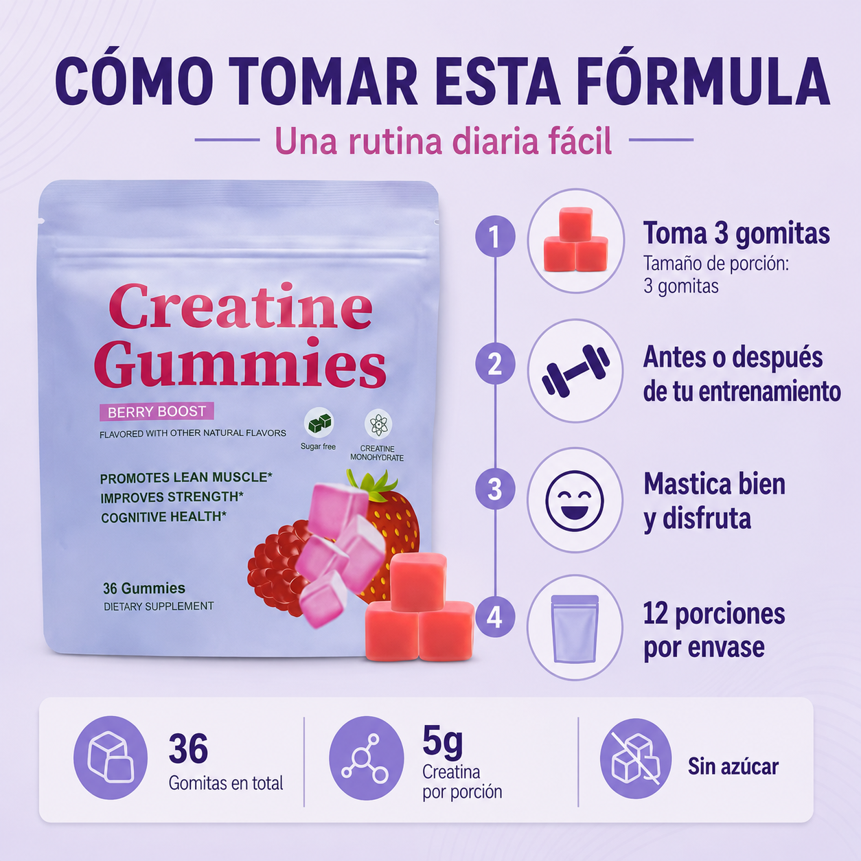 Creatine Gummies – Más Fuerza, Mejor Rendimiento y Recuperación Diaria.